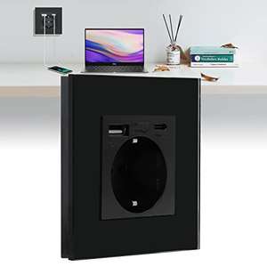 BSEED Enchufe de pared USB((Max. 2.1A)) con Tipo C Port,Negro Schuko Enchufe Simple