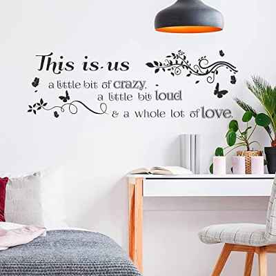 BuerHomie Pegatinas Pared Decorativas, Vinilos de pared decorativos los Refranes Flores y Mariposas, Decoración de pared para salón, dormitorio, cocina o baño