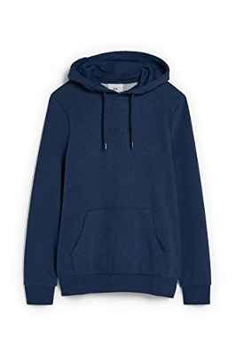 C&A Sudadera con capucha para hombre, cuello redondo, bordado, Azul jaspeado., M