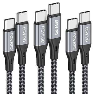 Cable USB C a USB C [3Pack 0.3M+1M+2M] 60W ,Nylon PD, Carga Rápida