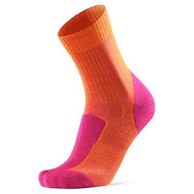 Calcetines Ligeros de Senderismo y Trekking de Lana Merino 1 par (Naranja/Fucsia, EU 39-42)
