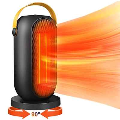 Calefactor Eléctrico 1200W Calefactor Baño Cerámico PTC Calefactor Bajo Consumo, 90° Oscilación, 3 Modos, Protección contra Sobrecalentamiento y Vuelco, para Hogar Oficina