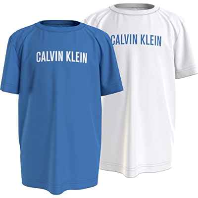 Calvin Klein 2Pk tee 409 Camisa, Electricaqua/Pvhwhite, 10-12 Years para Niños