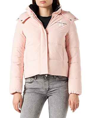 Calvin Klein Jeans Monologo MW-Puffer Corto Chaquetas Acolchadas, Rosa Rubor, S para Mujer