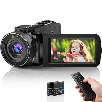 Cámara de Video FHD 1080P 36MP 30FPS Videocámara de Youtube Vlogging Visión Nocturna IR 16X Zoom Digital 3.0'' IPS Rotación Pantalla de 270 Grados Videocámara Digital con Control Remoto y 2 Baterías