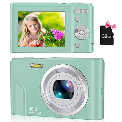 Cámara Digitale Autofocus con Tarjeta 32GB 1080P 48MP Cámara Digitale Compacta 16X Zoom Digital Cámara Digitale Niños Desarrollar Afición y Creatividad Regalo Sorpresa