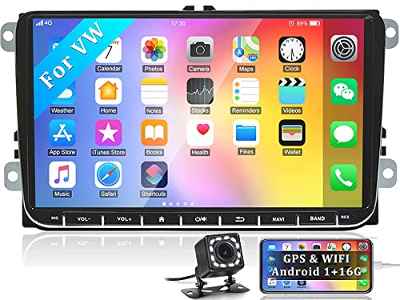 CAMECHO Android Radio Coche GPS para VW, 9 Pulgadas Pantalla Táctil | Radio 2 DIN | Enlace Espejo | USB | WiFi | FM/RDS + Cámara Trasera para VW Golf Caddy Golf Skoda Fibia Tiguan