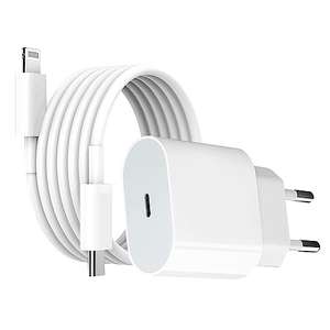 Cargador iPhone Carga rapida - Certificado Apple MFi - Cargador rápido PD 20W