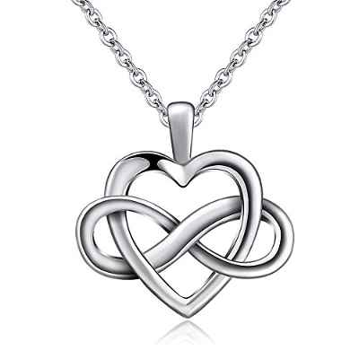 CELESTIA Collares Finos de Las Mujeres, Plata de Ley 925 Corazón Colgante Collar de Amor Infinito, Amando tu Vida, 46cm Cadena, Regalos para los Más Queridos Amante