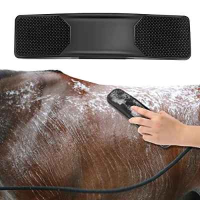 Cepillo Caballos Goma, FainFun Caballo Cepillo, Cepillo Limpieza Caballo para Eliminar los Pelos Sueltos de los Caballos, Peine de Masaje para Caballos para Caballos Perros Mascotas, Negro