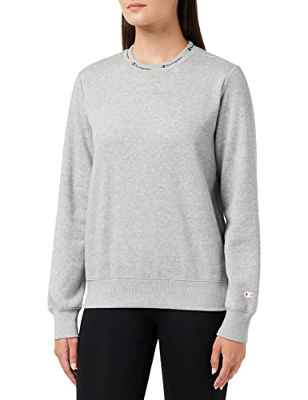 Champion American Classics-Small Script Logo Crewneck Sudadera Deporte Mujer, Gris (Claro Melange), XL
