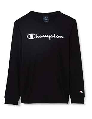 Champion Legacy American Classics-Logo L/S Camiseta de Manga Larga, Negro, 11-12 Years para Niños