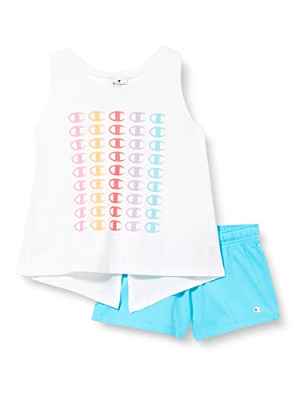 Champion Legacy American Classics-Tank Top & Shorts Completo, (Blanco/Celeste), 7-8 Years para Niñas