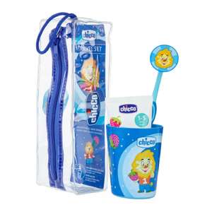 Chicco Estuche Cepillo de Dientes para Niños con Vaso, Azul