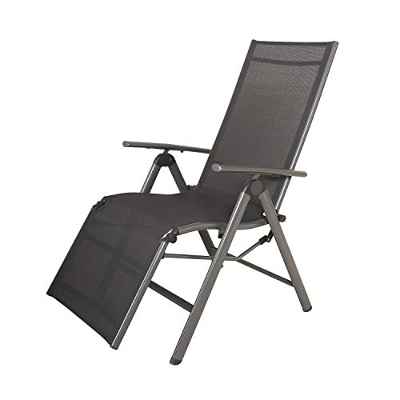 Chicreat - Silla de relax de aluminio Korfu con reposabrazos, 73 x 60 x 114 cm, Gris