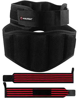 Cinturon Lumbar Gimnasio Cinturón Lumbar Hombre Mujer con Muñequeras Cinturon Powerlifting Cinturón Lastre Cinturon Gym Ajustable Cinturones Pesas Levantamiento Peso Musculacion (Negro, L)