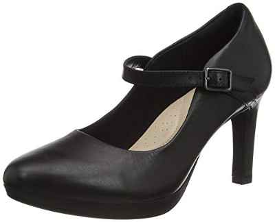 Clarks Ambyr Shine, Bomba Mujer, Piel Negra, 37.5 EU