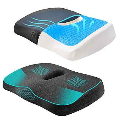 Cojín de Asiento de Espuma viscoelástica MiiKARE con 2 Fundas, cojín de Asiento de Gel ortopédico para Respaldo, diseño ergonómico, Parte Inferior Antideslizante, Funda Lavable