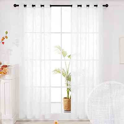 Deconovo Cortinas Salon Moderna 2 Piezas Transparentes Decorativas con Ojales 140x260cm Blanco