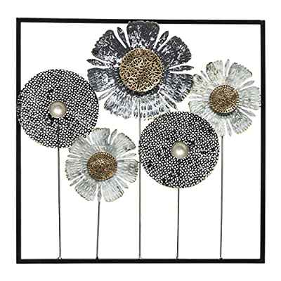 Decoración de pared metálica de flores