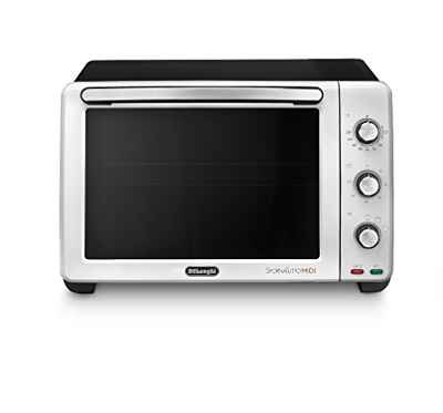 De'Longhi Sfornatutto Midi eléctrico de 24 litros, Funciones Horno, Grill, cocción Lenta y Mantenimiento de Temperatura, Blanco/Negro