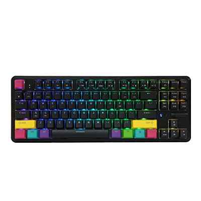 EPOMAKER K870T Teclado para Juegos Hotswap con retroiluminación RGB, Teclado Bluetooth inalámbrico de 87 Teclas, Tipo C, para Juegos/Oficina (Hotswap Red Switch, Black)