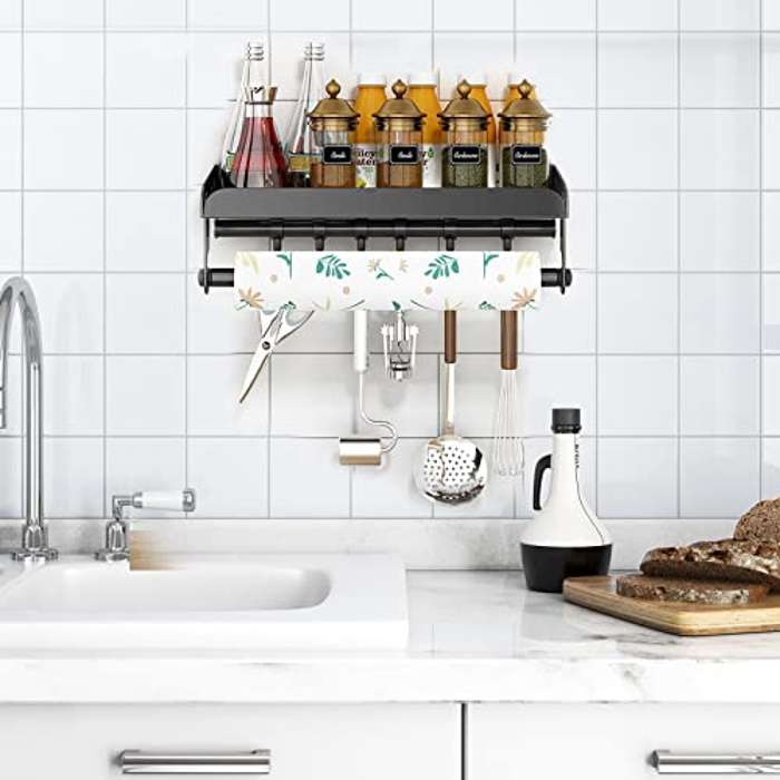 Especiero Cocina de Pared de Acero Inox con barras y ganchos