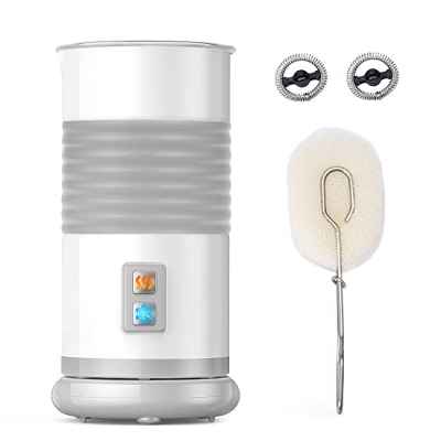 Espumador de Leche EléCtrico, Calentador de Espuma Suave con 2 Batidores AutomáTicos y Silenciosos, FáCil de Usar y Limpiar, Acero Inoxidable Para Latte, Capuchino, Chocolate 3.4/6.7 oz