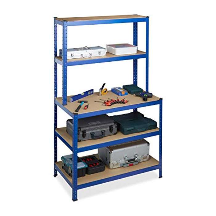 Estantería de Carga Pesada & Banco de Trabajo, Cinco baldas