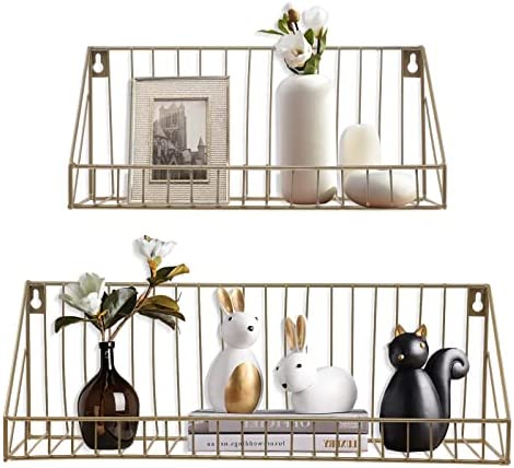 Estanterias de metal color oro