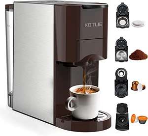 Expreso 4 en 1 Cafetera de Capsulas para Dolce Gusto/Nespresso Original/Ground/ESE Pods,19 Bar Alta Presión Apagado Automático Depósito cafe