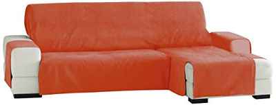 Eysa Fundas de Sofa Prácticas, Chaise Longue 240 cm, Derecha Vista Frontal, Tela, Naranja, Tres Plazas