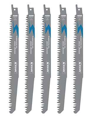 EZARC Hojas de Sierra de Sable R931GS para Cortes Rápidos en Madera 225mm 5TPI (pack de 5)