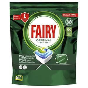 Fairy Original Todo En Uno Pastillas Lavavajillas, 59 Capsulas, Elimina Grasa Reseca