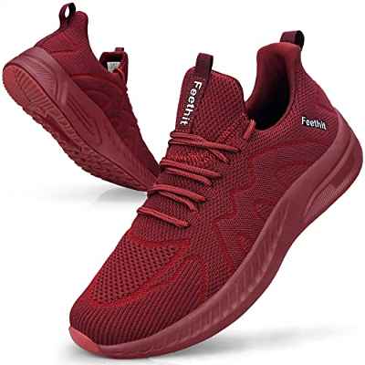 Feethit Zapatillas de Deporte Zapatillas Running Hombre Correr Jogging Caminar Bambas Gimnasio Fitness Atlético Tenis Trabajo Sneakers Ligeros Transpirables Zapatillas Deportivas Hombre Negro 42 EU