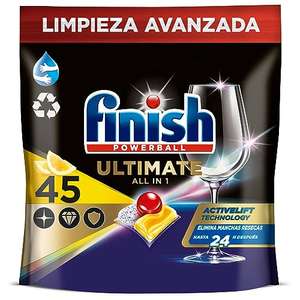 Finish Powerball Ultimate All in 1 Pastillas para el lavavajillas, aroma limón, 45 Unidades