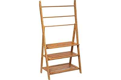 FIVE Toallero de pie con estantes de bambú, 53x30x153 cm