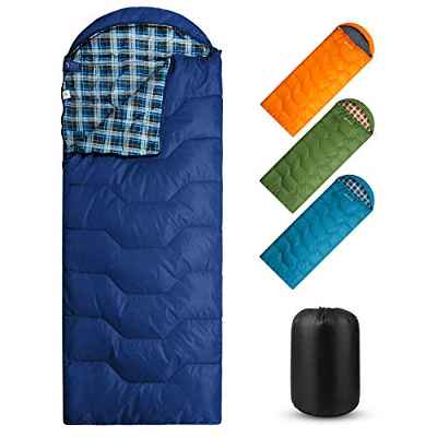 Forceatt Saco de Dormir Rectangular para Acampar, para 3-4 Estaciones, con Bolsa de compresión y Capucha para Viajes, Camping, Senderismo，215 x 80 cm, Temperatura Ideal 10-25°C