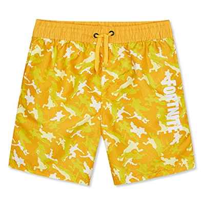Fortnite Bañador Niño, Pantalones Cortos Niño con Estampado Camuflaje, Bermudas Niño para Playa Piscina, Bañadores Niño de Secado Rapido, Regalos para Niños y Adolescentes (7-8 Anni, Amarillo)