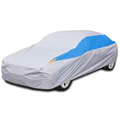 FSGRICH Funda para Coche Exterior del Coche Impermeable Cubierta Coche,Anti-UV Transpirable Resistente al Polvo Lluvia Rasguño Nieve al Aire Libre (Plata, 470x185x160cm)