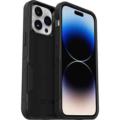 Funda para iPhone 14 Pro Max OtterBox Commuter, resistente a golpes y caídas, Rugerizada, Protectora, Testada 3x estándares Militares anticaídas, Antomicrobiana, Negro, Sin caja retail