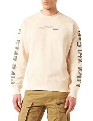 G-STAR RAW, hombres Sudadera Sleeve Graphics Loose, Blanco (dk talc C988-A488), XS