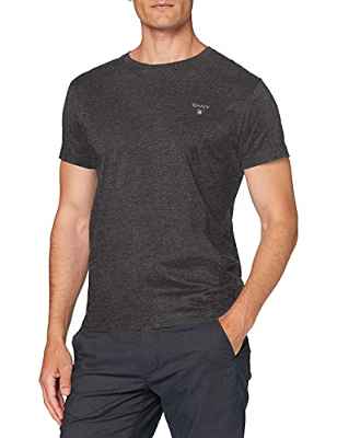 GANT Original SS T-Shirt Camiseta, Antracit Melange, L para Hombre