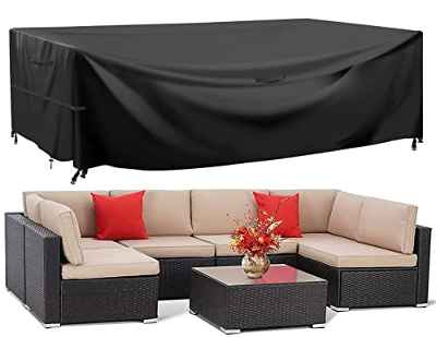 GARPROVM Funda para Muebles de Jardín Exterior, Conjuntos de Muebles Cubierta Impermeable, Paño de Oxford 600D, para Sofa de Jardin, al Aire Libre, Patio, Funda para Sofa de Esquina (242x182x100cm)