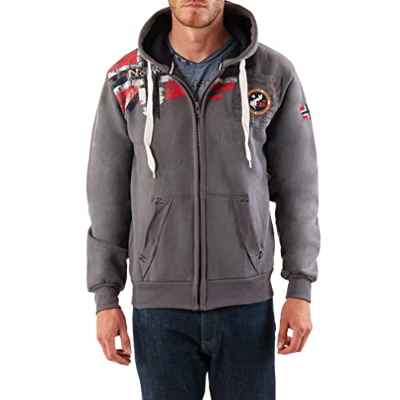 Geographical Norway - Sudadera con Capucha de muletón Totalmente Cremallera, para Hombre, Modelo Fespote (Gris Oscuro, XL)