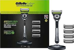 Gillette Labs Maquinilla de Afeitar Hombre con Barra Exfoliante, Kit Maquinilla con 5 Cuchillas y Base