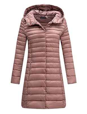 Giolshon Chaqueta Acolchada Ligera para Mujer con Capucha, Largo Abrigo de Relleno de Algodón Cálido de Invierno Slim Fit 320 Verde XXXL