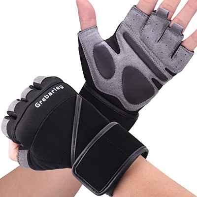 Grebarley Guantes Gimnasio,Gym Guantes Transpirable con Protección Completa de Muñeca y Palma,Entrenamiento Cruzado,Gym Guantes de Entrenamiento para Hombre y Mujer (Negro, XXL)