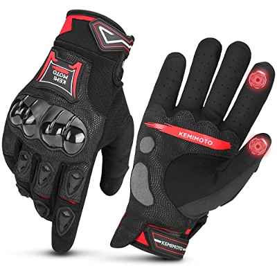 Guantes Moto Verano Homologados para Hombre y Mujer, Guantes de Moto Transpirables con Pantalla Táctil, Guantes Antideslizantes con Protección Dedo Completo
