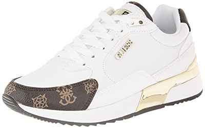 Guess Moxea, Zapatillas Deportivas Mujer, White Brown Ochra, 40 EU
